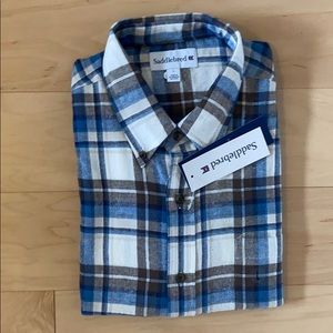 Saddlebred Blue Plaid Button Down Shirt, L